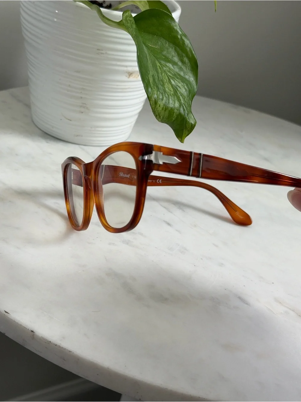 Persol Women's Amber Tortoiseshell Rectangle Glasses 3270-V 96 Terra di Siena